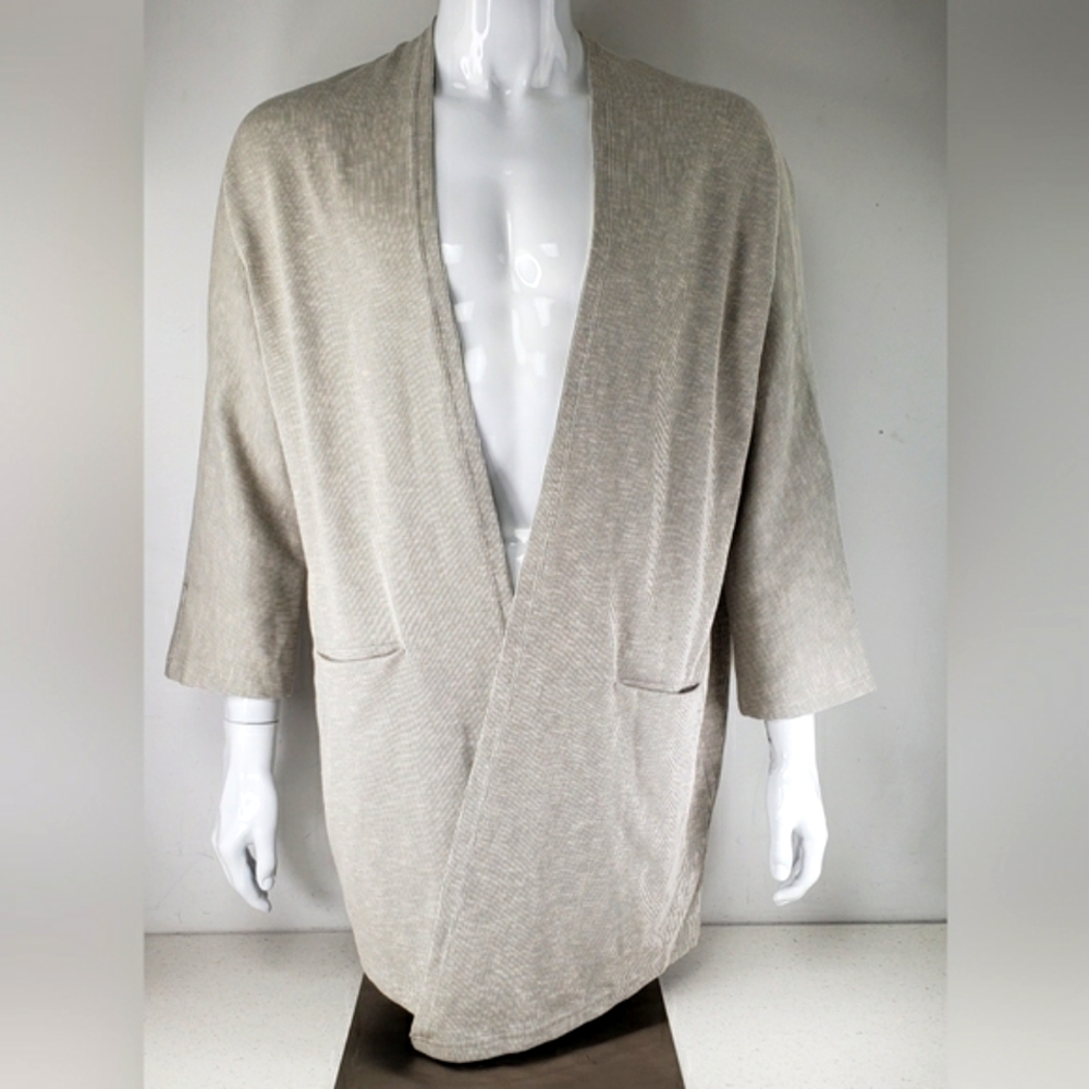 Donni Sandwash Ribbed Open Cardigan One Size 3/4 Sleeves 2 Front Pockets New